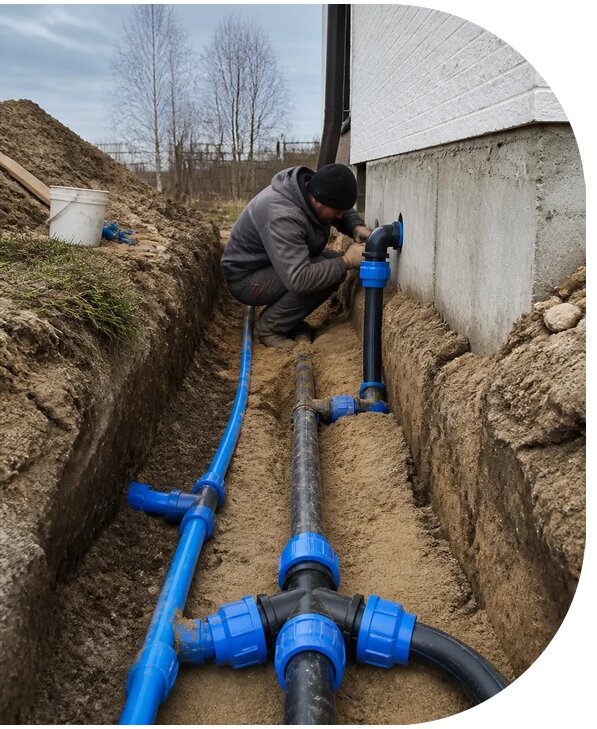 Монтаж наружного водопровода на участке под ключ в Ханты-Мансийске